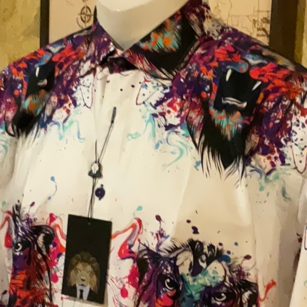 Men's Multicolor Graphic Shirt. NWT. 2XL. Italian Digital Fabric. - Picture 2 of 12